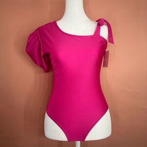 Body Suit One Sleeve Shirt, Casual Top with Ruffled Sleeves, Summer Pink…